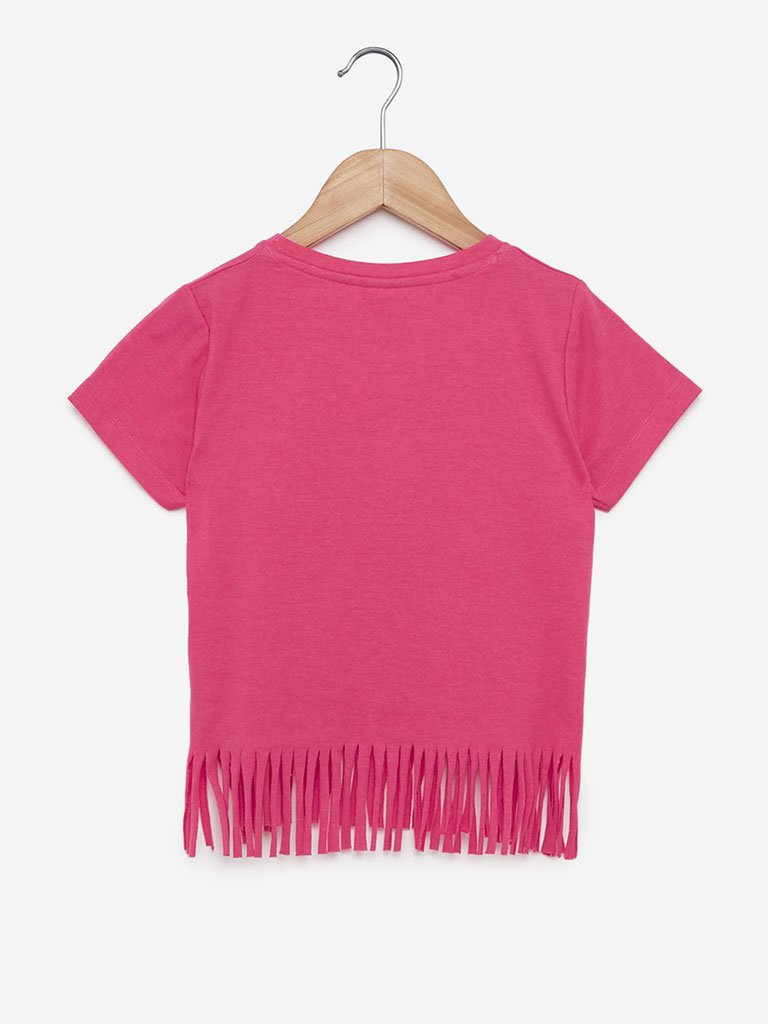 Y&F Kids Pink Star Patterned Frida Top