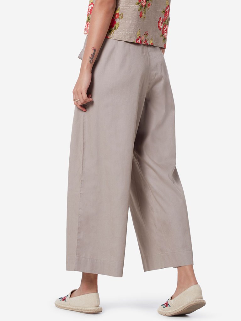 Bombay Paisley Taupe Palazzos With Belt