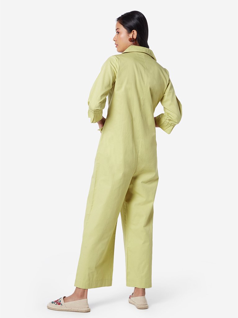 Bombay Paisley Lime Pure-Cotton Jumpsuit