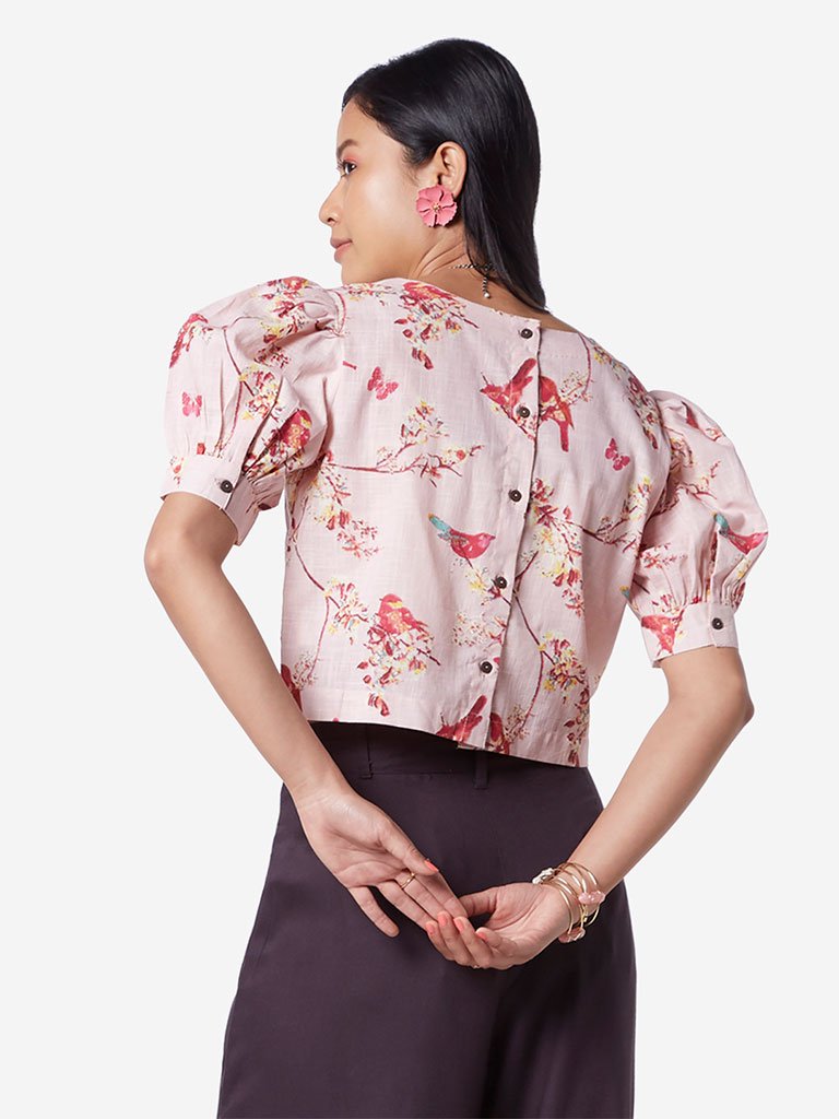 Bombay Paisley Light Pink Bird Printed Top