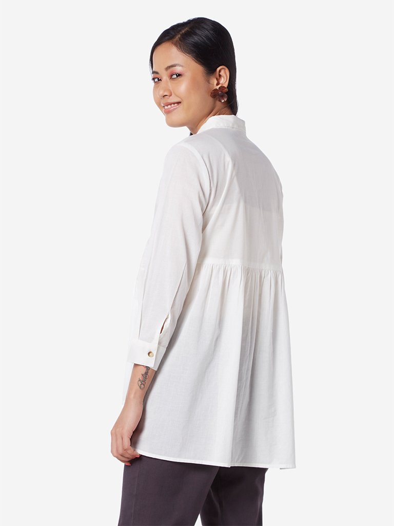 Bombay Paisley White Printed High-Low Tunic