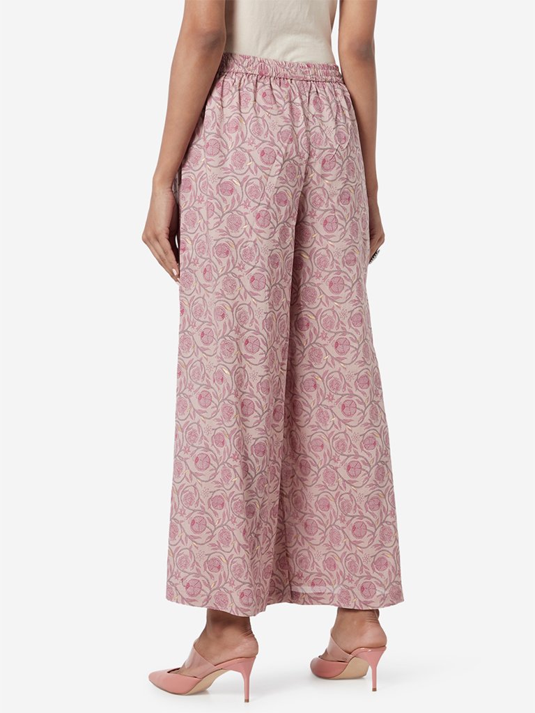 Zuba Lilac Floral Patterned Palazzos