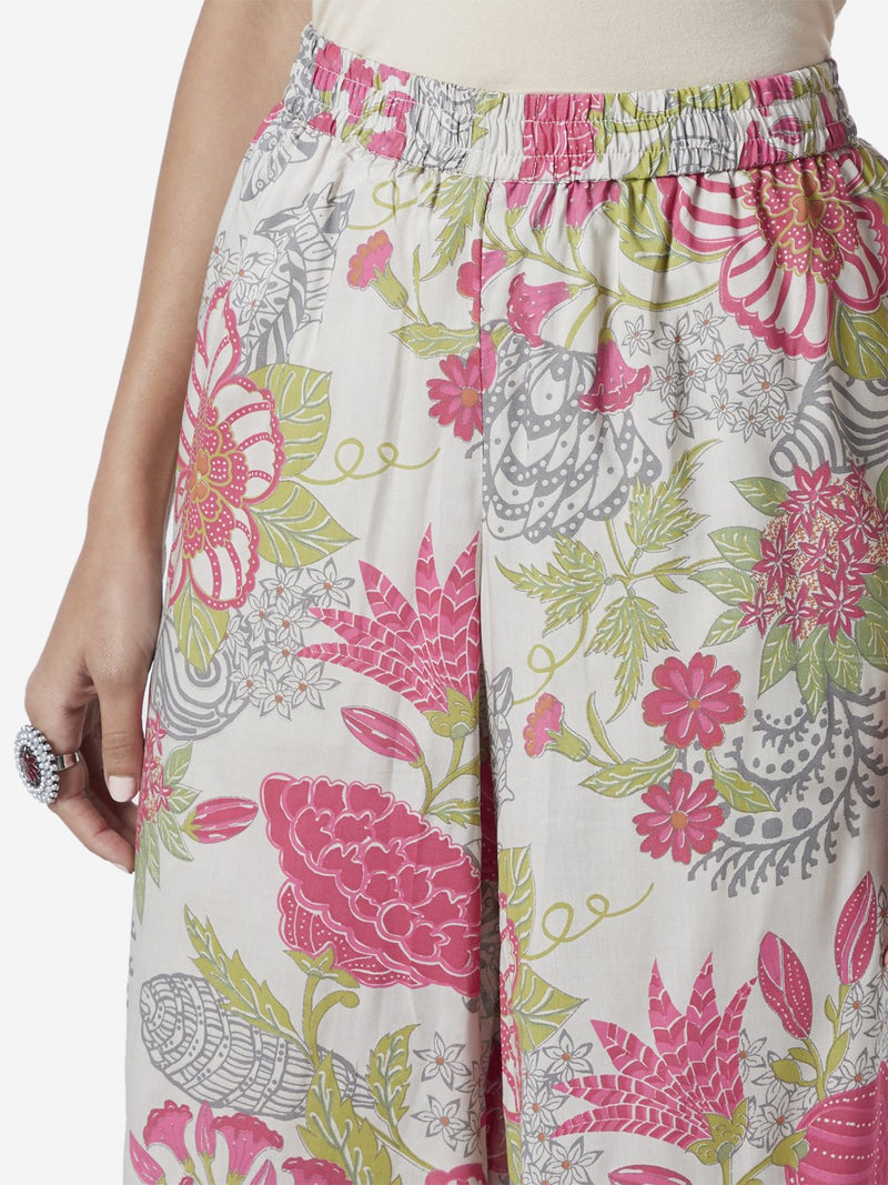 Zuba Multicolour Floral Print Palazzos