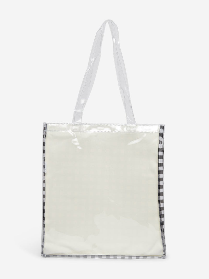 LOV Black Checkered Tote Bag
