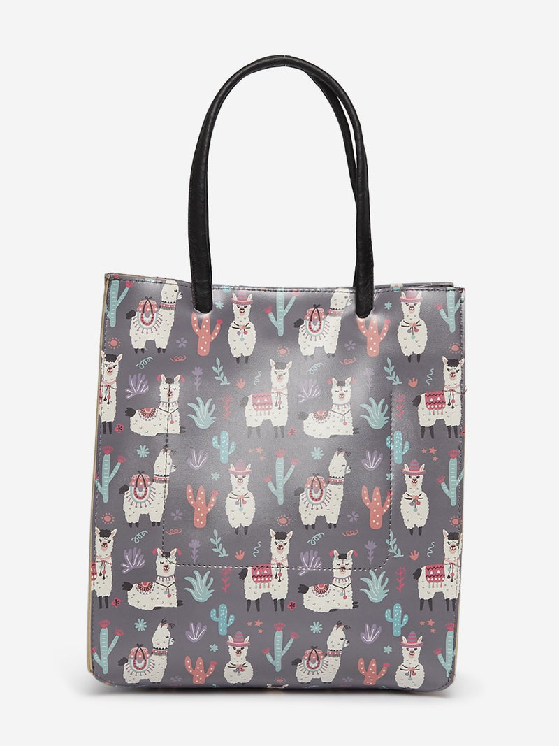 LOV Multicolour Lama Print Tote Bag