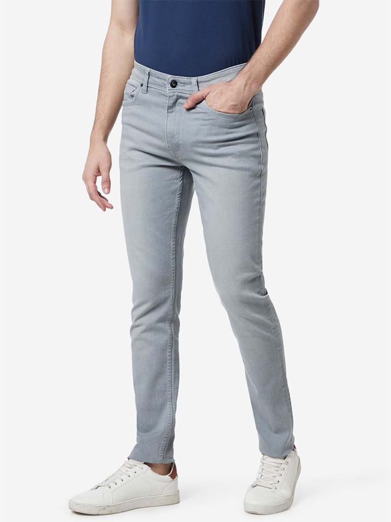WES Casuals Light Grey Slim Fit Jeans