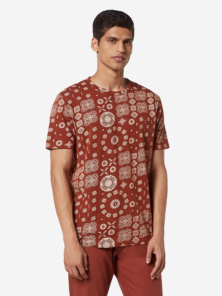 ETA Rust Printed Pure-Cotton T-Shirt