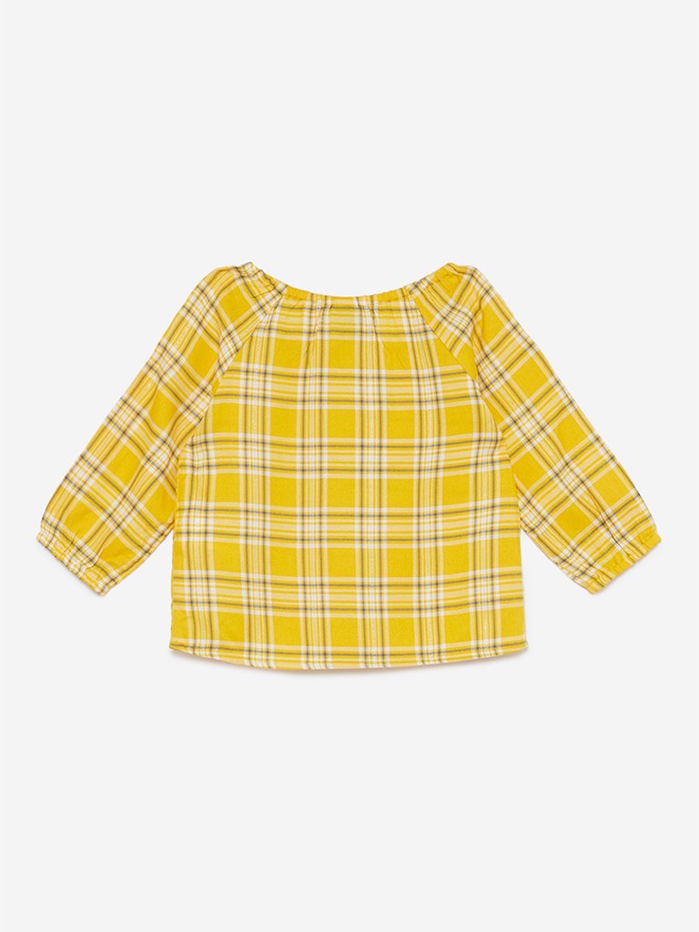 HOP Kids Yellow Checked Albeta Top