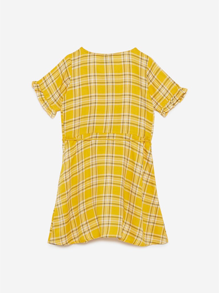 HOP Kids Yellow Plaid Freddie Dress With Belt