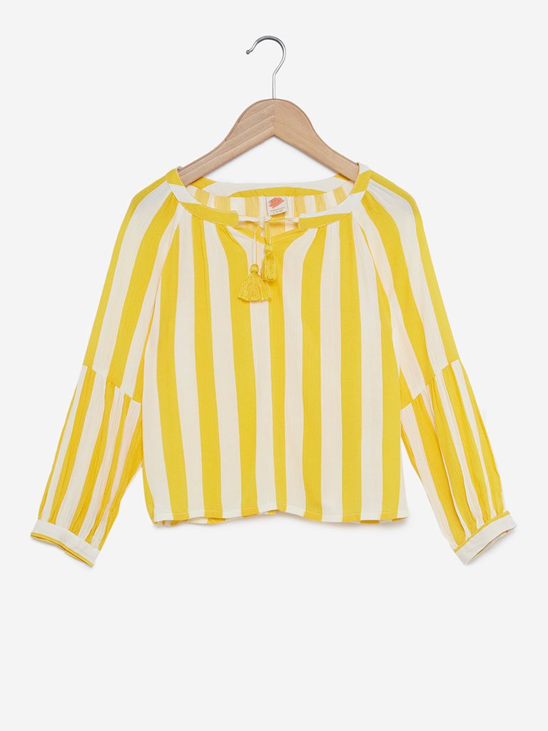 Y&F Kids White Striped Alberta Top