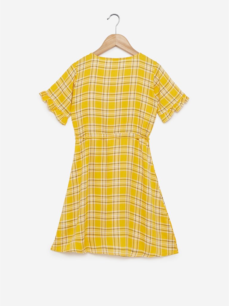 Y&F Kids Yellow Plaid Freddie Dress With Belt