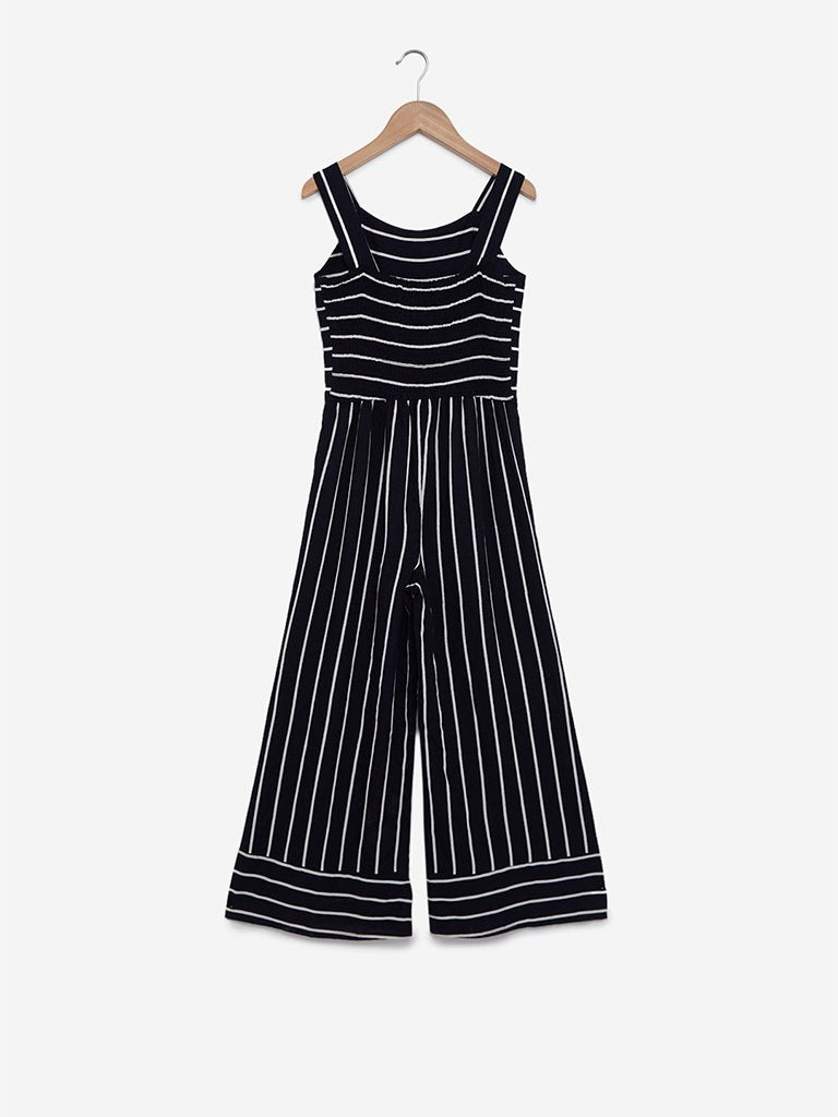 Y&F Kids Navy Striped Jumpsuit