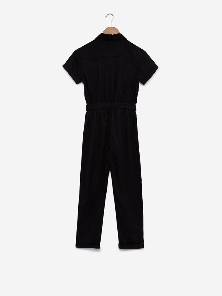 Y&F Kids Black Jumpsuit With Belt