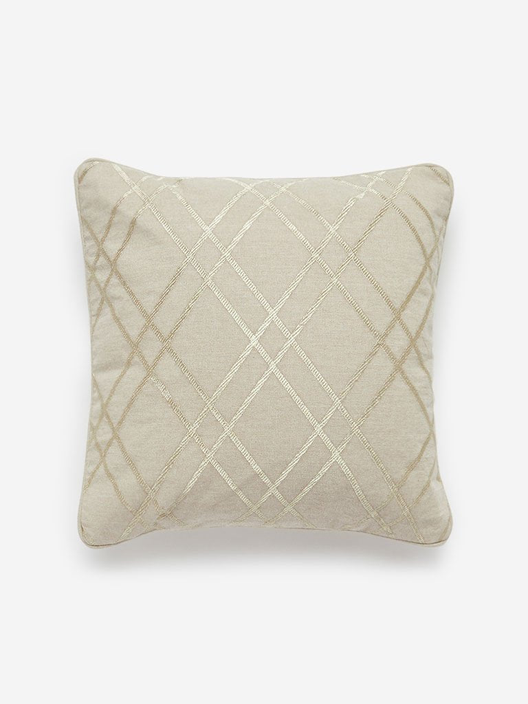 Westside Home Light Gold Embroidered Cushion Cover