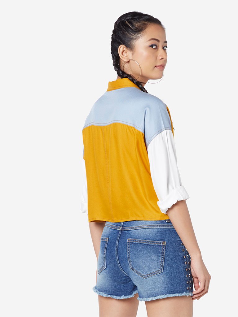 Nuon Mustard Christopher Colour-Block Shirt