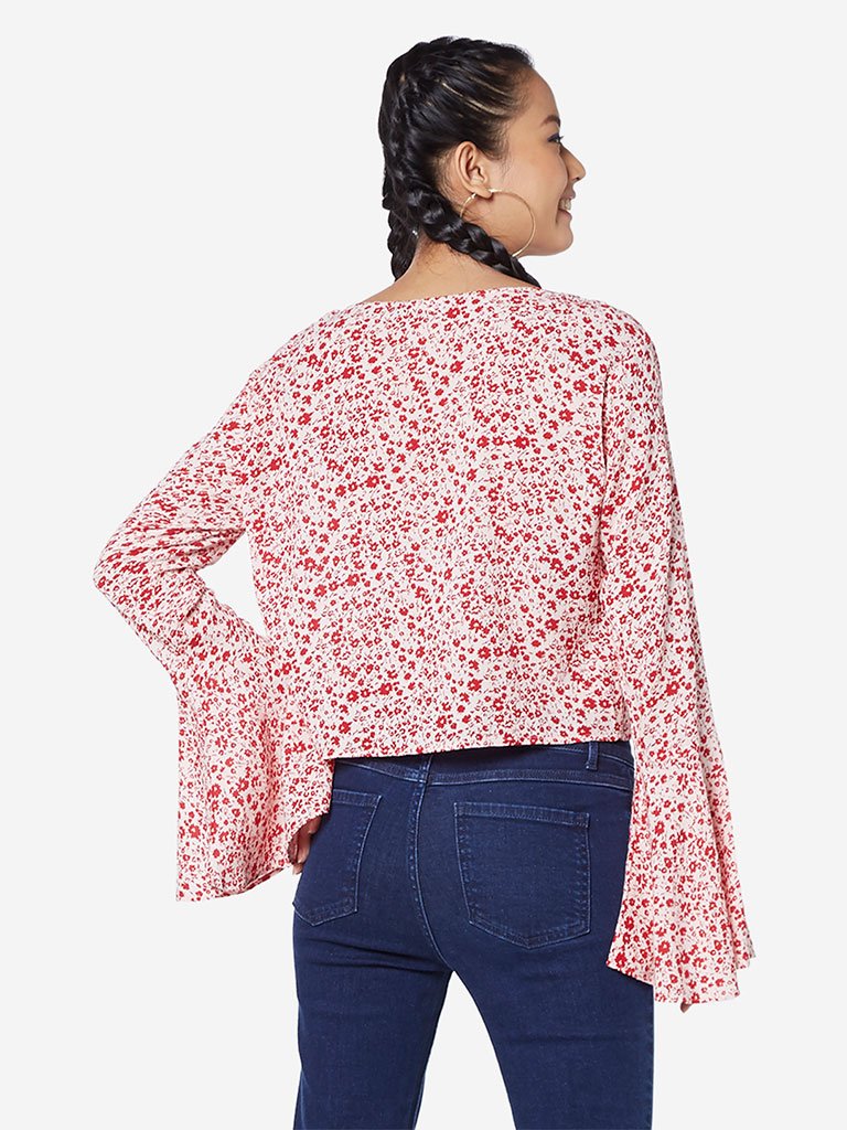 Nuon Red Ditsy Print Divo Top