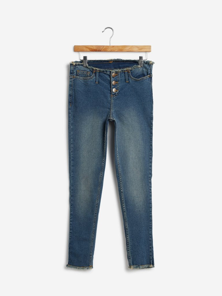 Nuon Blue Frayed Design Jeans
