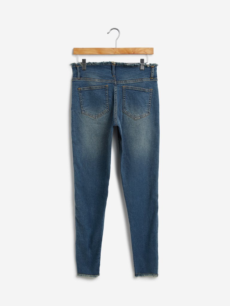 Nuon Blue Frayed Design Jeans