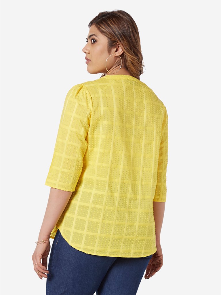 Gia Curve Yellow Self-Patterned Zennie Top