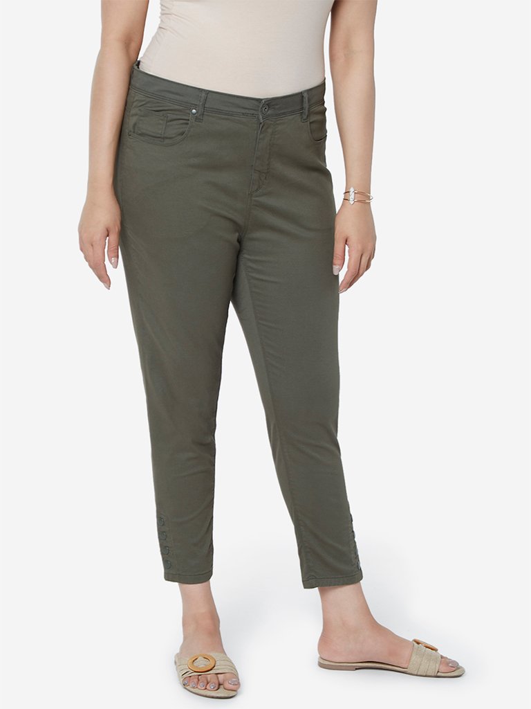 Gia Curve Olive Nikko Crop Jeans