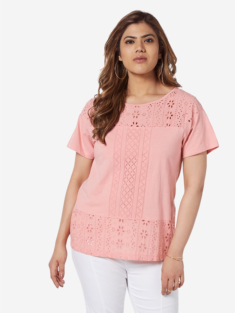 Gia Curve Pink Cut-Out Detailed Mike Top