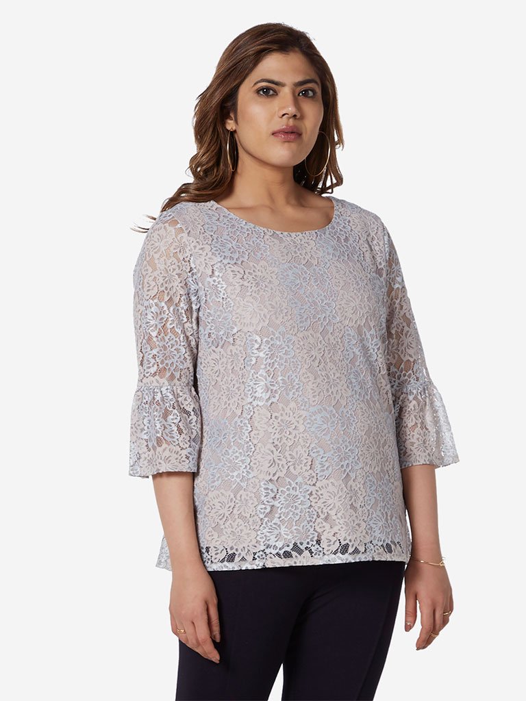 Gia Curve Taupe Floral Dorothy Top