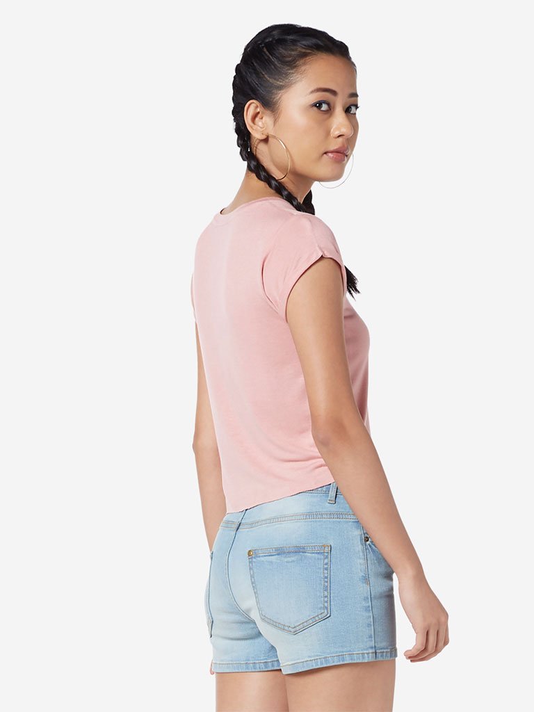 Nuon Pink Text Print Olix T-Shirt