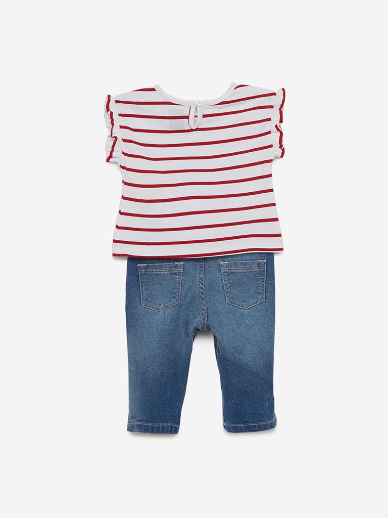 Baby HOP Blue Jeans And Sequinned T-Shirt Set