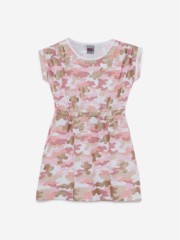 HOP Kids Pink Camouflage Print Dress