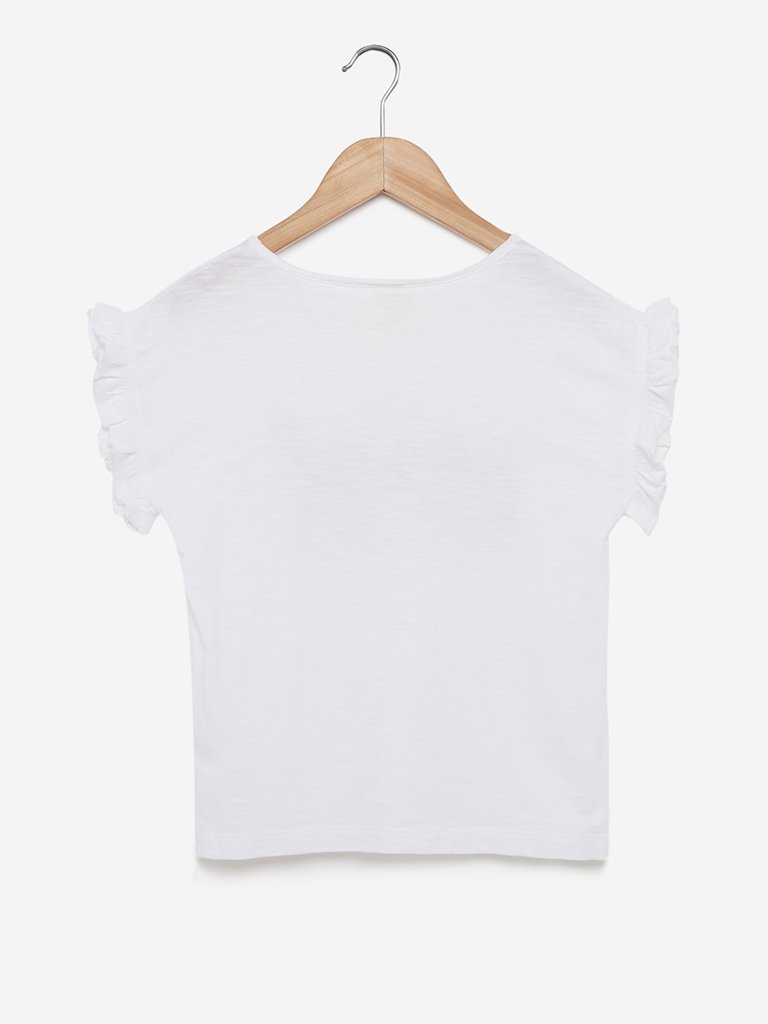 Y&F Kids White Tassel-Detailed Nissa Top