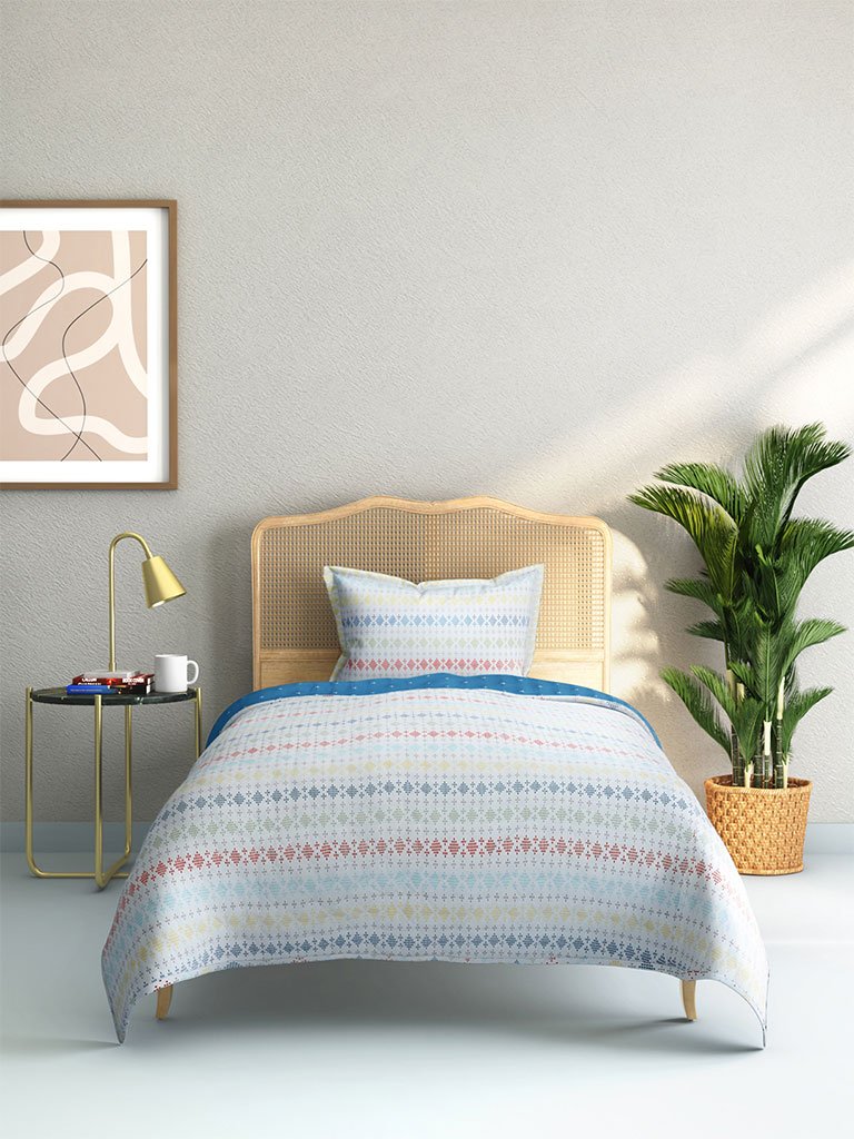 Westside Home Multicolour Quilted Single Bedcover With One Pillowcase Set