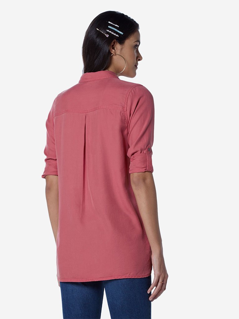 LOV Dull Pink High-Low Una Casual Shirt