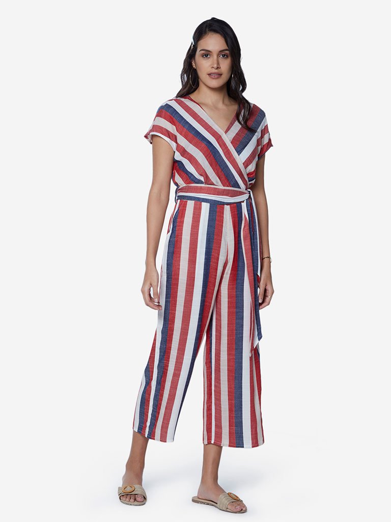 LOV Multicolour Striped Oscar Jumpsuit With Belt