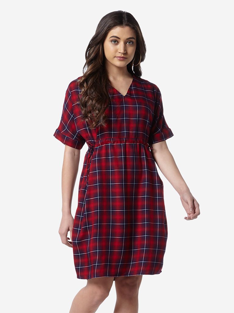 LOV Red Checkered Paula Dress