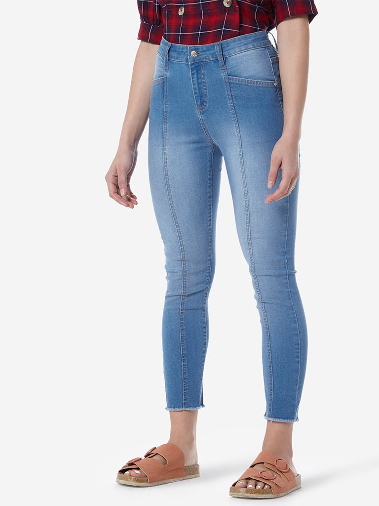 LOV Light Blue Jiana Cropped Denim Jeans