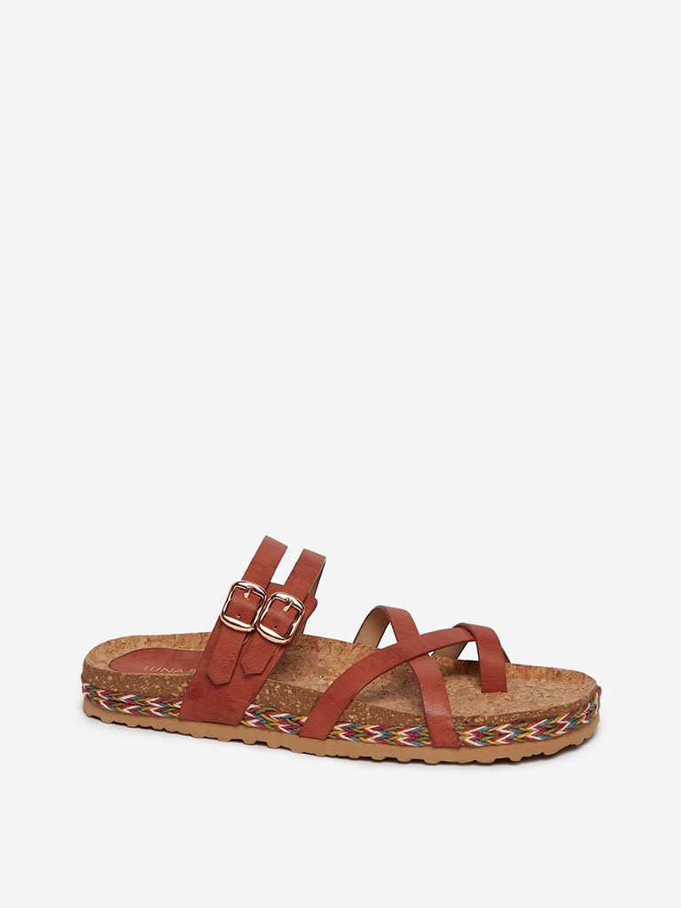 LUNA BLU Rust Buckled Sandals