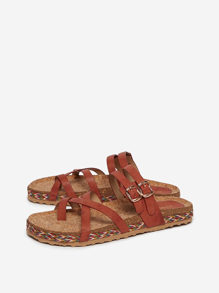 LUNA BLU Rust Buckled Sandals