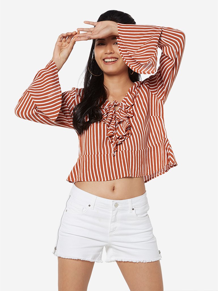 Nuon Tan Mase Striped Crop-Top