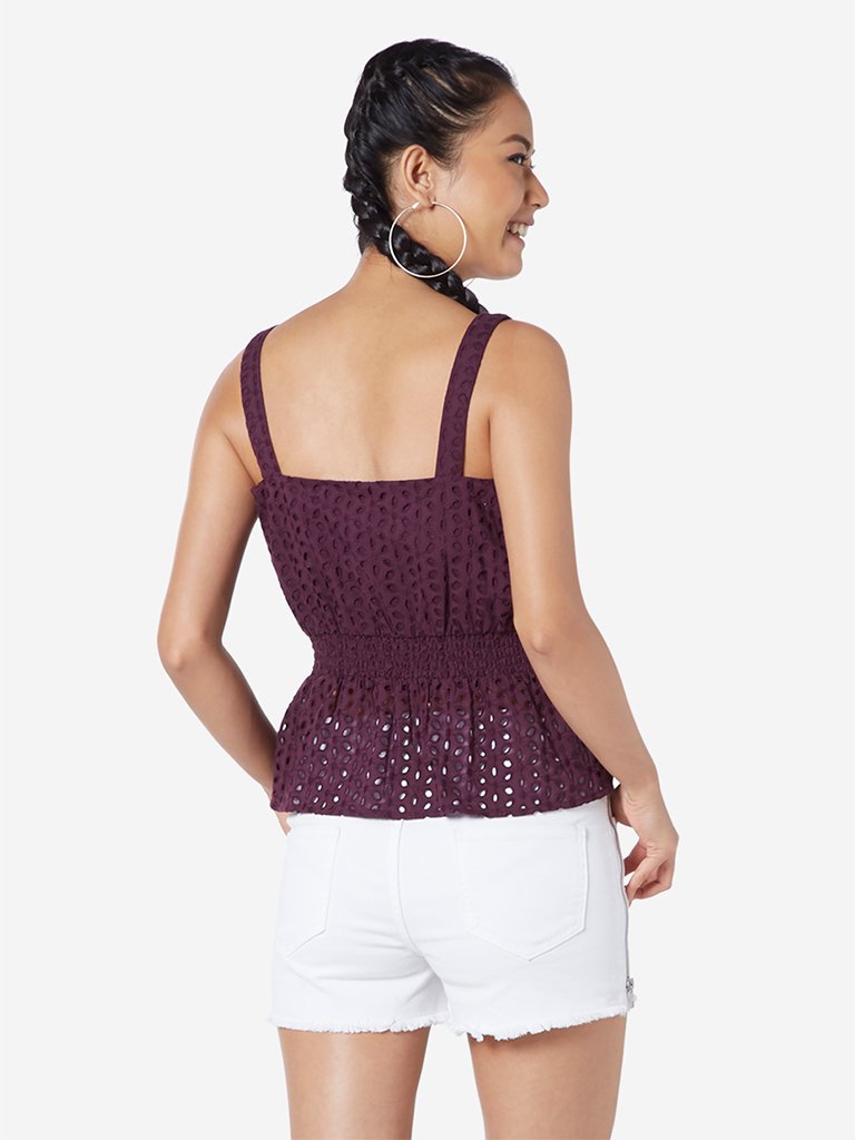 Nuon Berry Galina Cut-Work Top