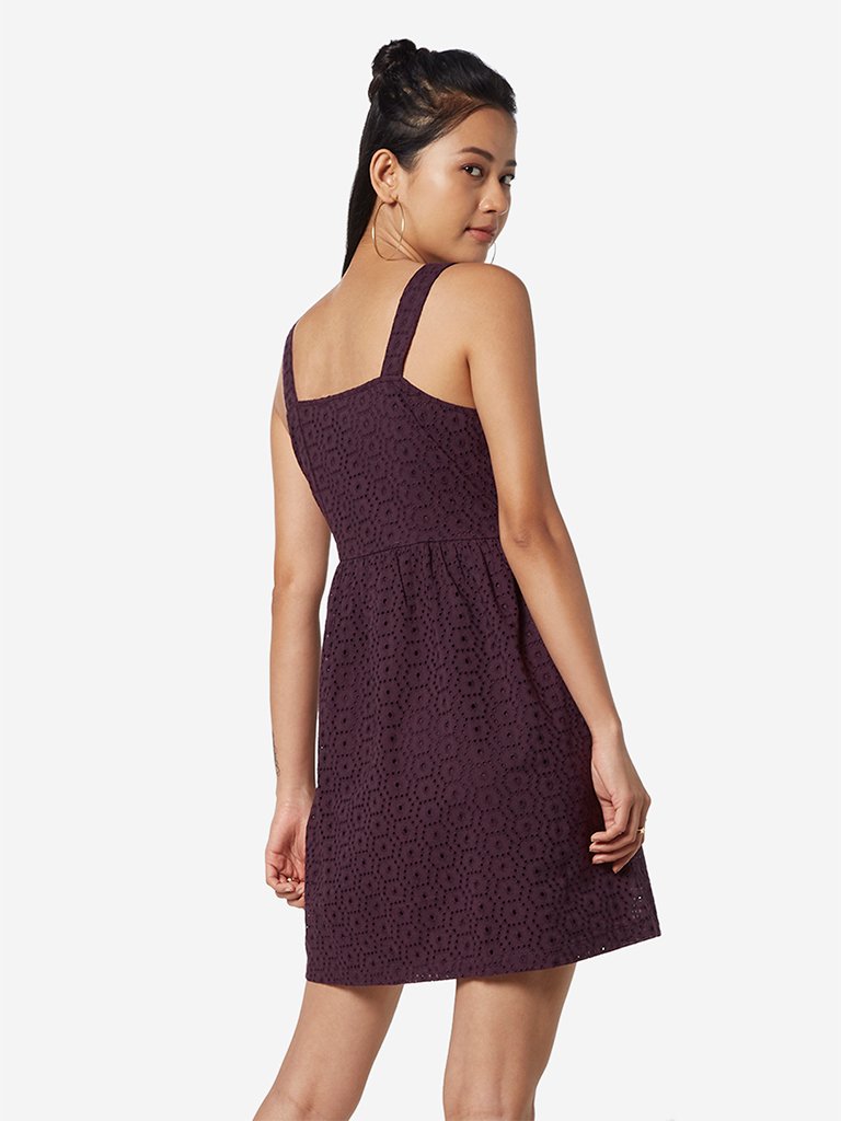 Nuon Berry Cut-Out Pattern Poovi Dress