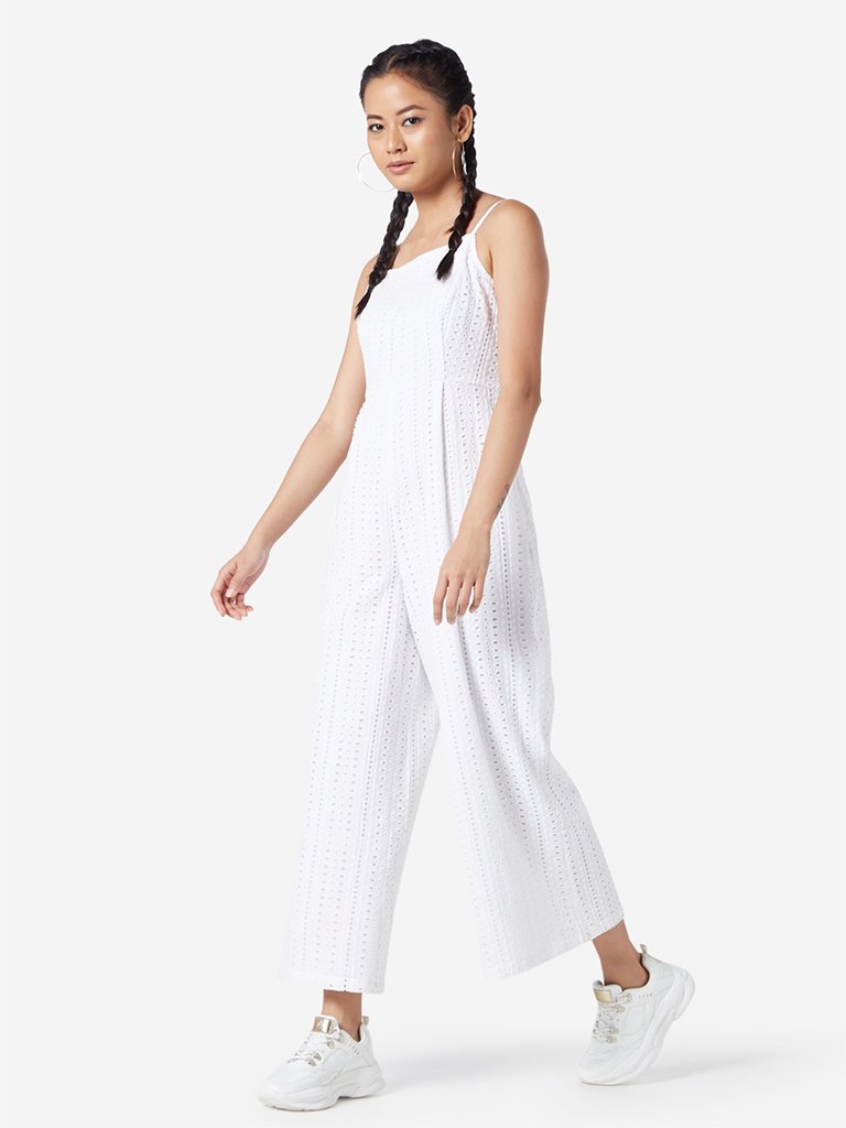 Nuon White Broderie Anglaise Nalinska Jumpsuit
