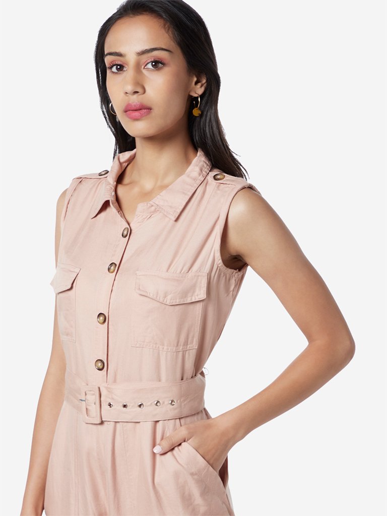 LOV Peach Scroll Jumpsuit With Belt