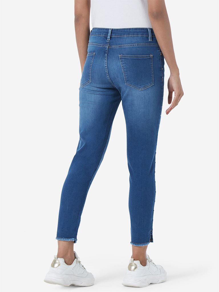 LOV Blue Rivet Pattern Cropped Jeans