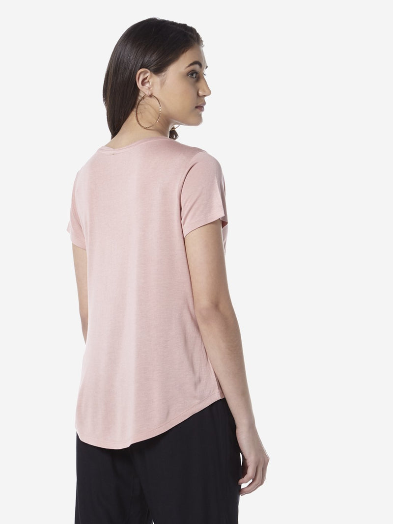 LOV Pink Text Print High-Low Sherry T-Shirt