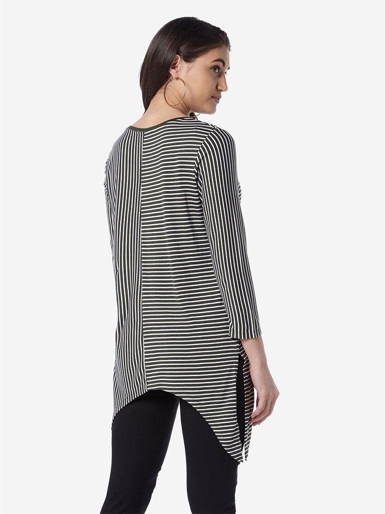 LOV Olive Striped Delnaz Top