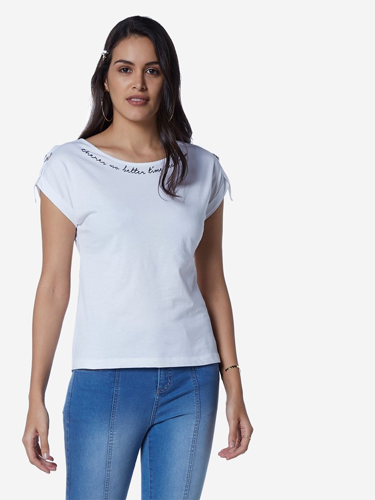 LOV White Typographic Print T-Shirt