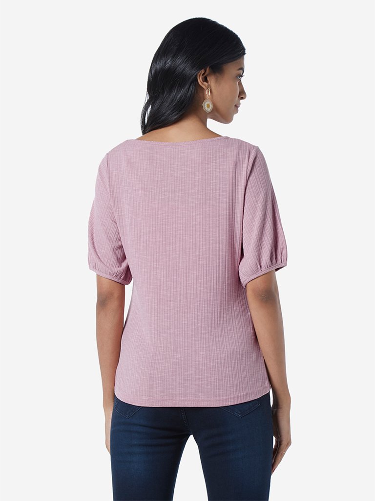 LOV Dull Pink Striped Phillis Top