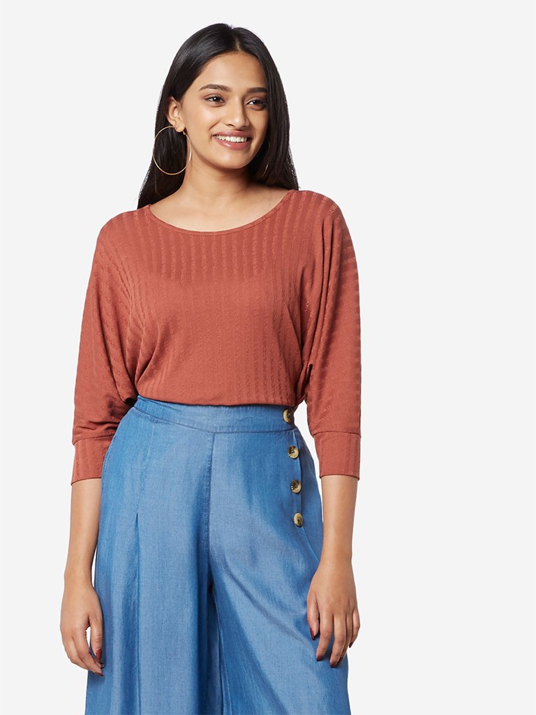 LOV Rust Self-Patterned Zebina Top