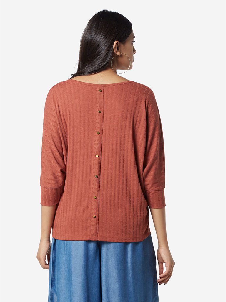 LOV Rust Self-Patterned Zebina Top