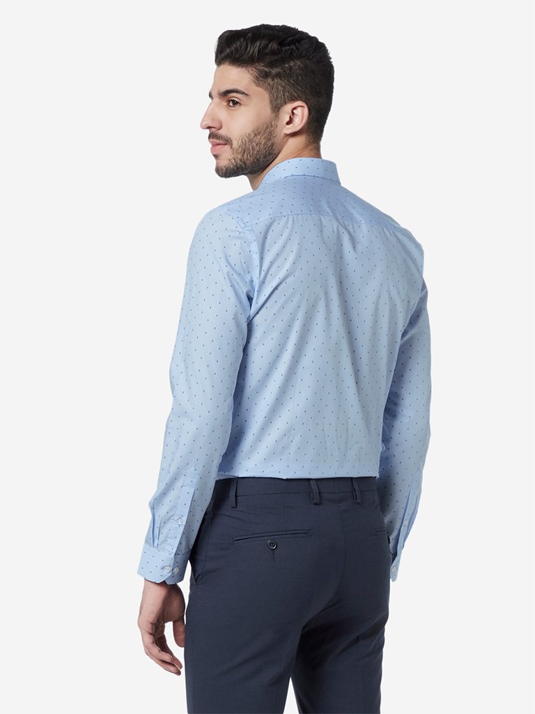 WES Formals Light Blue Slim Fit Shirt